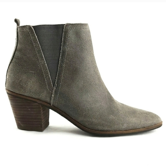Lucky Brand LK-Lorry Leather Pointy Ankle Boots Grey Western Elastic Size 6M - Picture 1 of 15